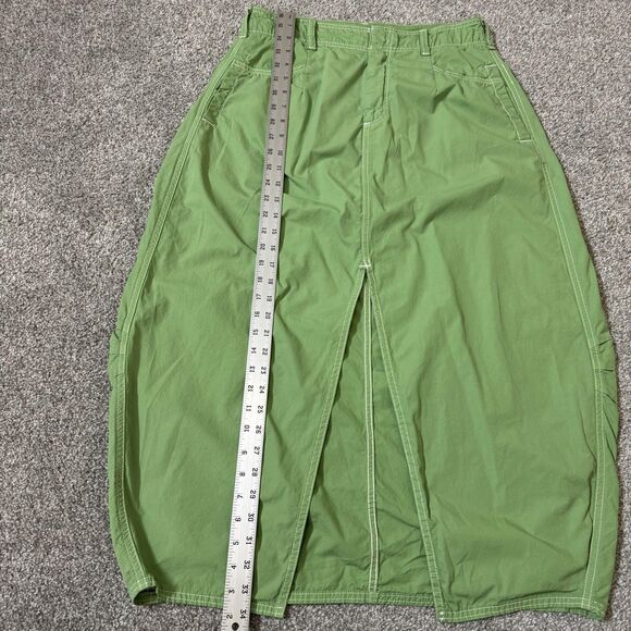 Pilcro Skirt Womens 8 Green Midi Pencil Front Slit Pockets Zip Belt Loops Cotton - Picture 13 of 13